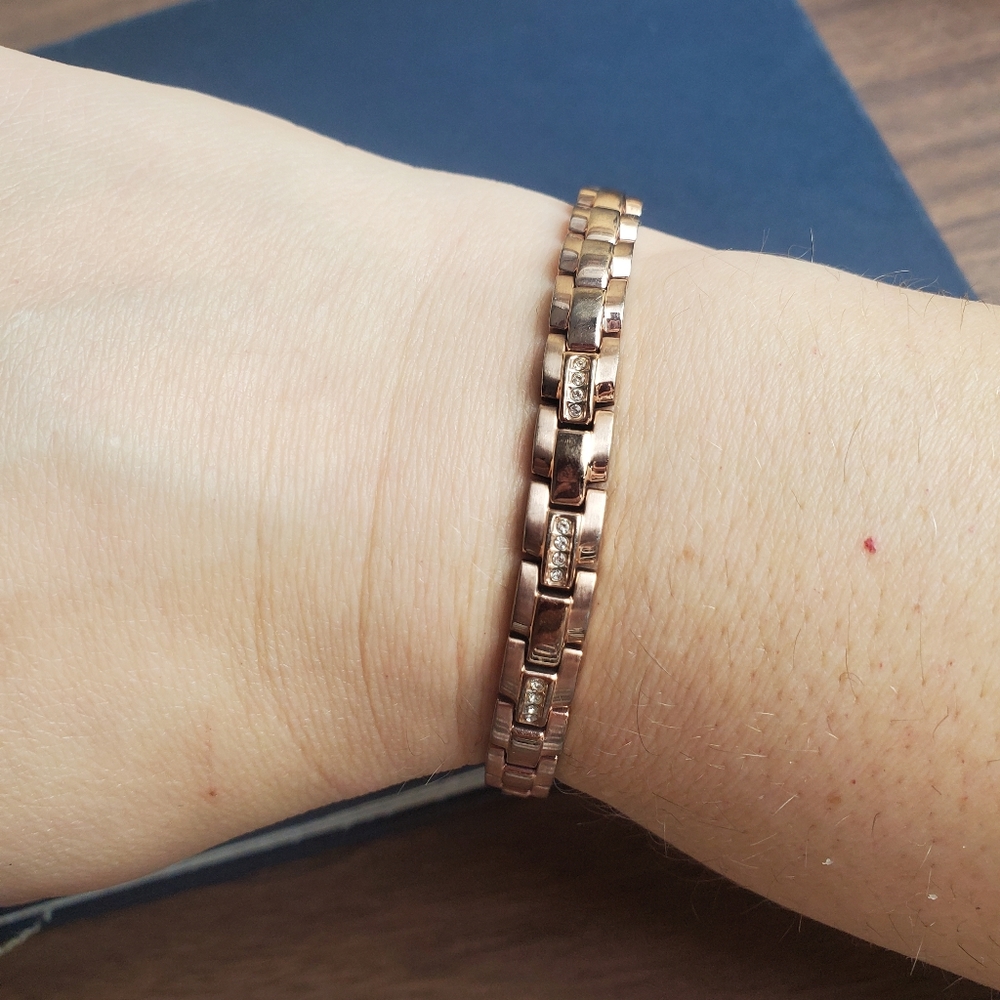 Citizen tennis bronze bracelet with faux diamonds